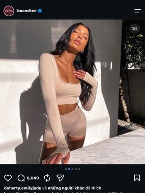Bo+tee Seamless Long-Sleeve Crop Top in Sand size S